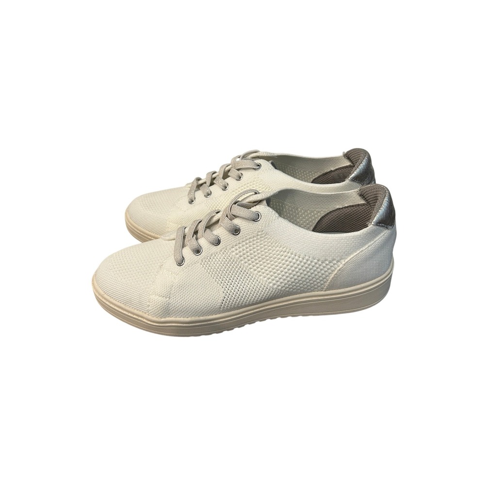 BZees LifeStride‎ Sneakers Womens 10 White New Air Step Knit Metallic Low Top